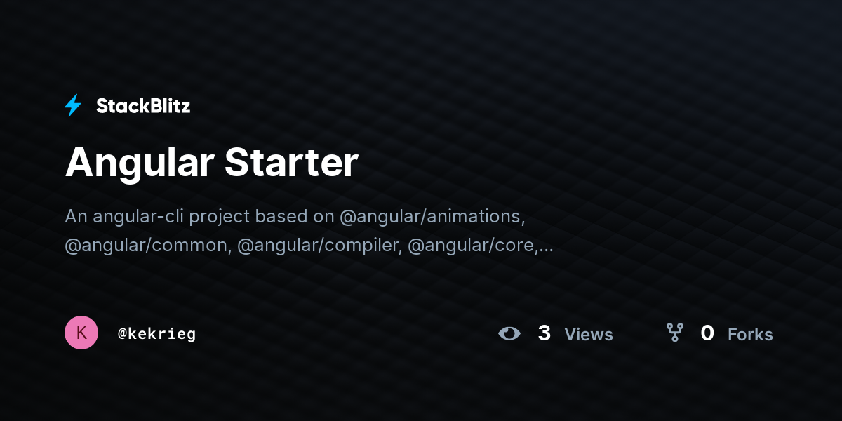 Angular Starter - StackBlitz