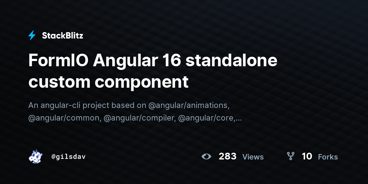 Angular Formio Custom Component Example