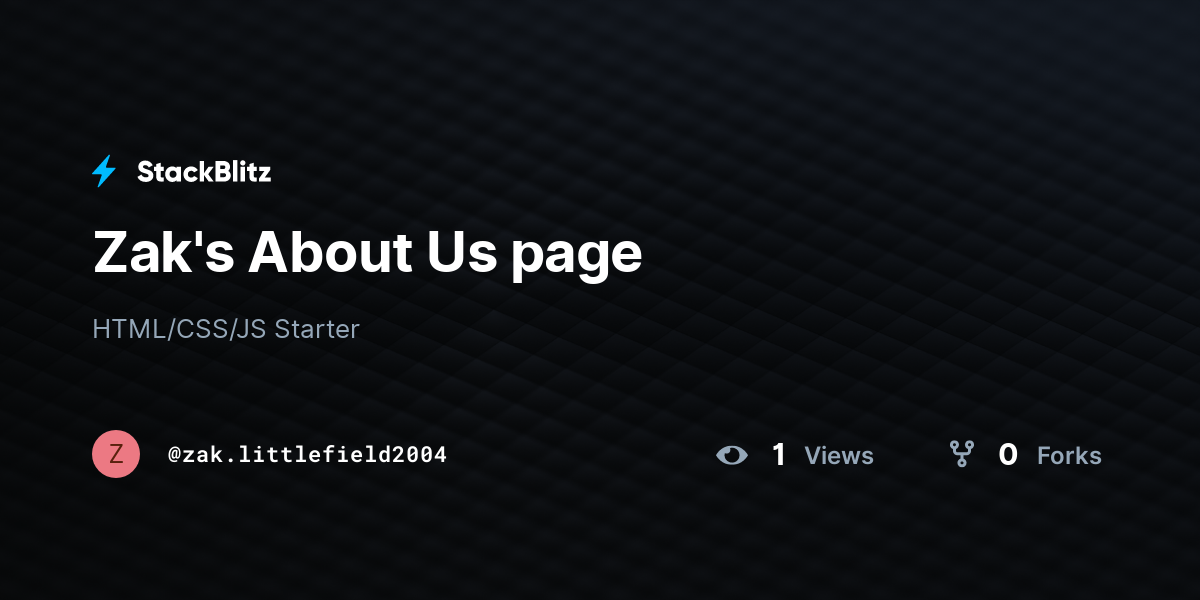 Zak's About Us page - StackBlitz