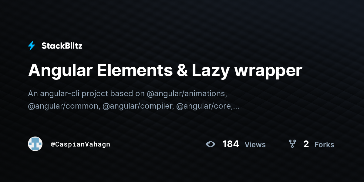 Angular Elements & Lazy wrapper - StackBlitz