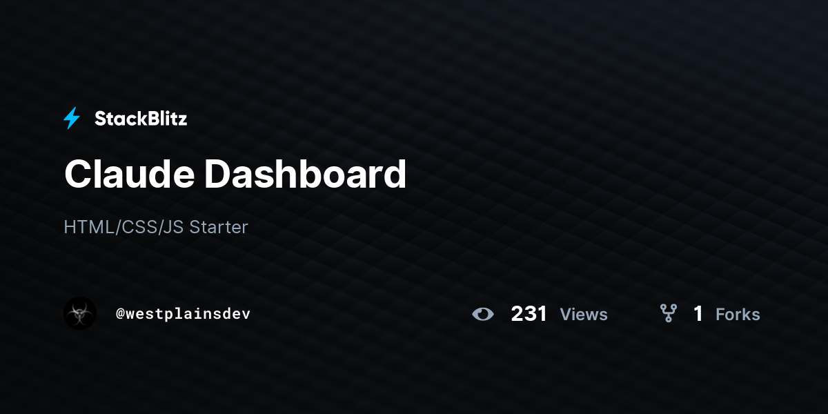 Claude Dashboard - StackBlitz