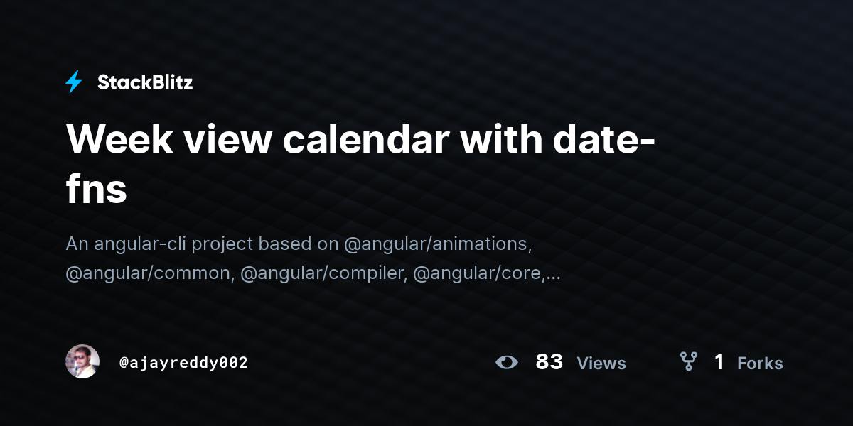 Week view calendar with date-fns - StackBlitz