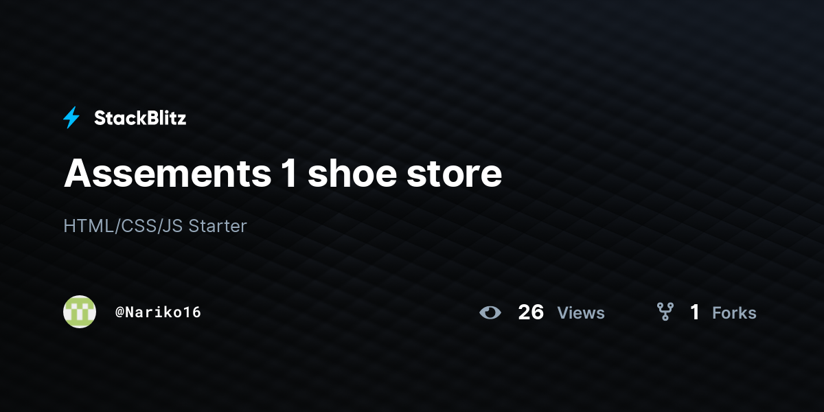 Assements 1 shoe store - StackBlitz