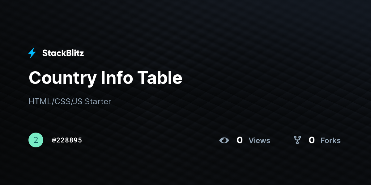 Country Info Table - StackBlitz