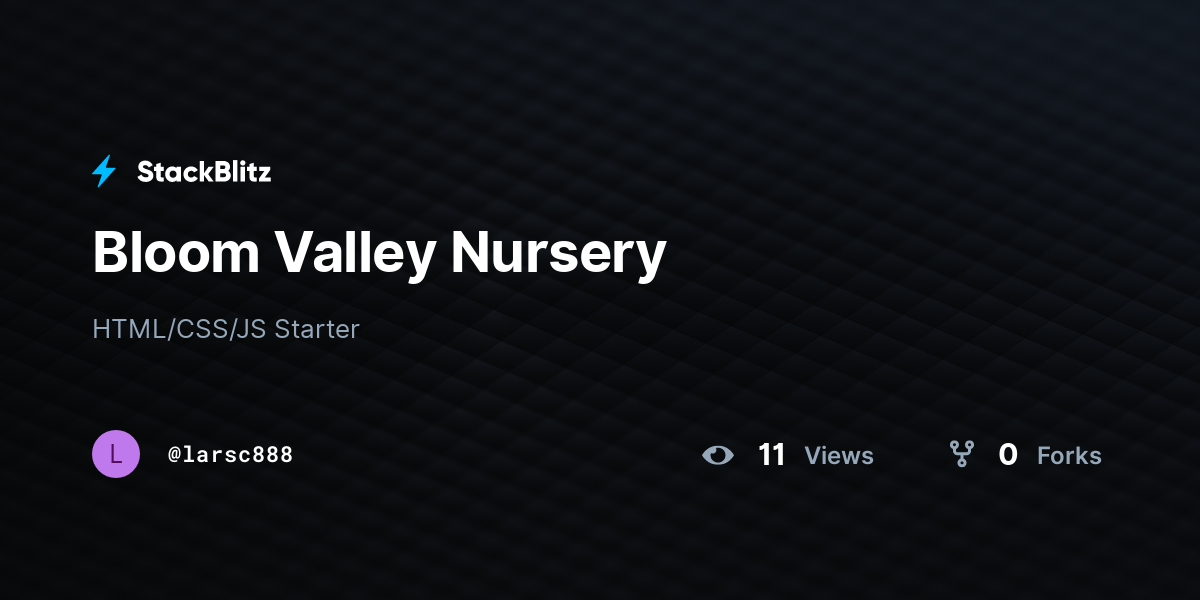 Bloom Valley Nursery - StackBlitz