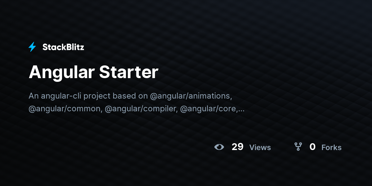 Angular Starter - StackBlitz