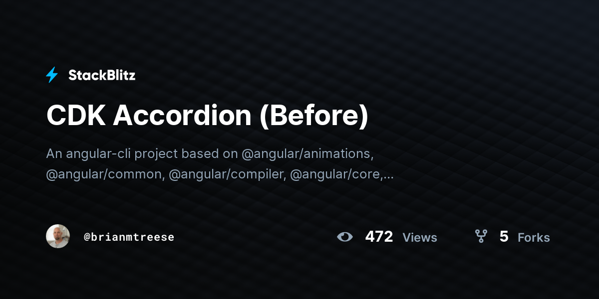 CDK Accordion (Before) - StackBlitz