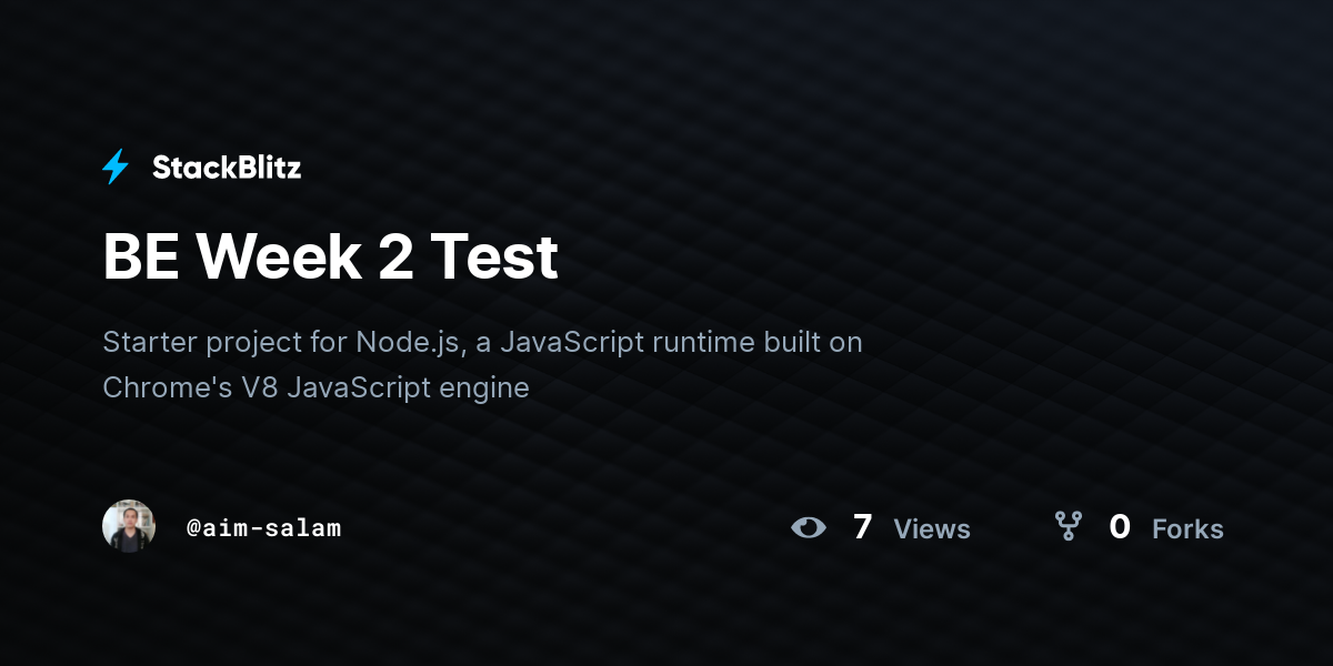 BE Week 2 Test - StackBlitz