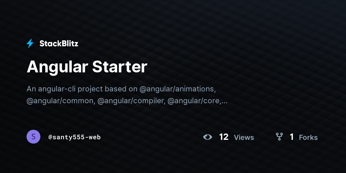 Angular Starter - StackBlitz