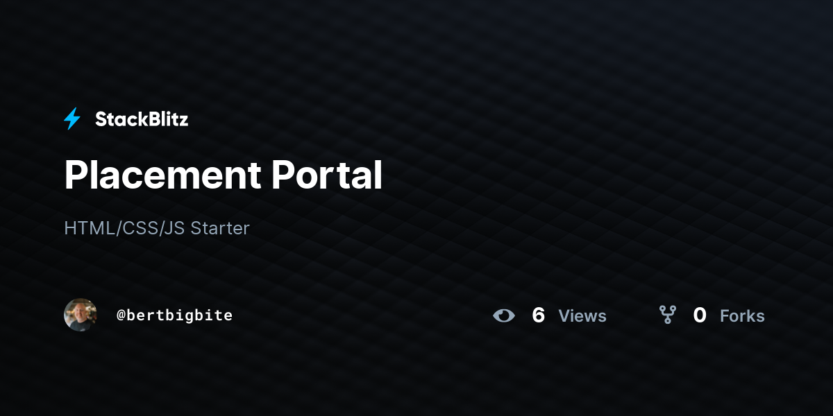 Placement Portal - StackBlitz