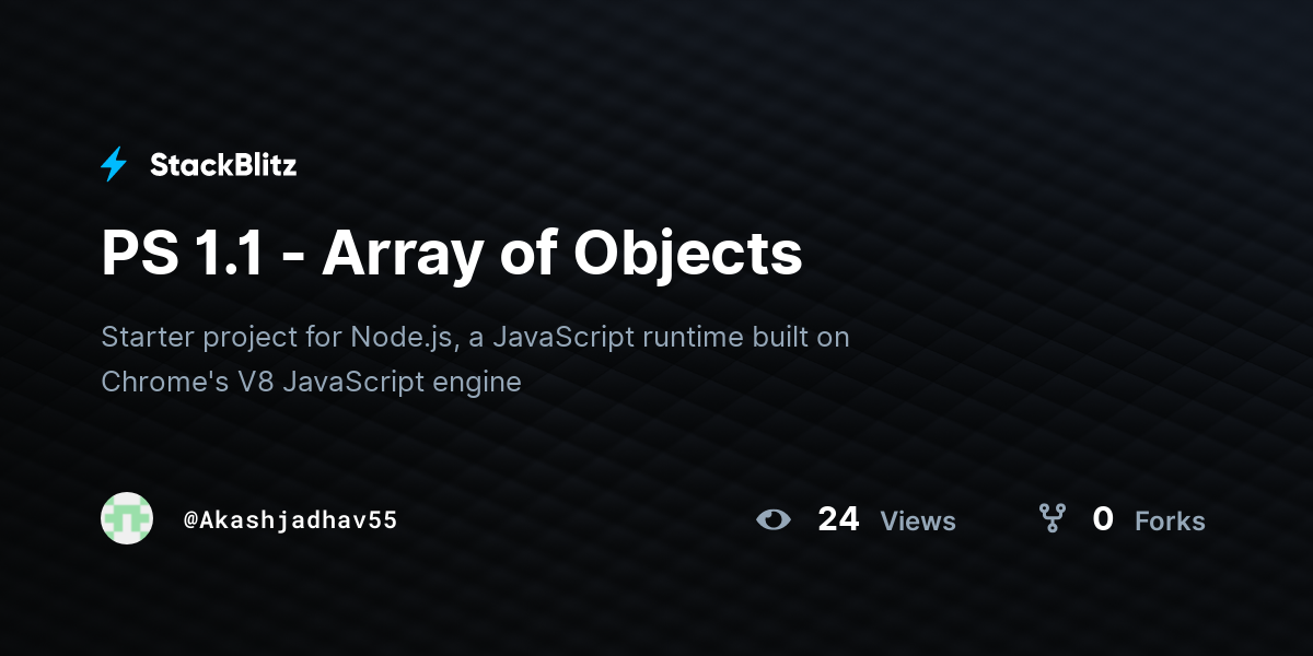 PS 1.1 - Array of Objects - StackBlitz