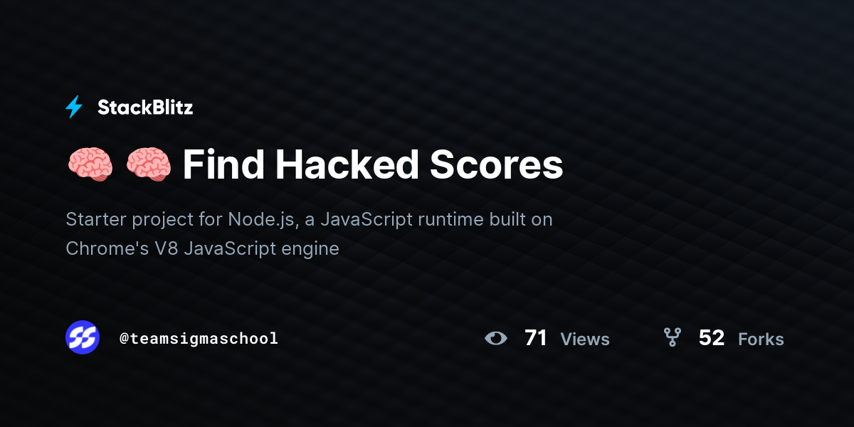 🧠 🧠 Find Hacked Scores - StackBlitz