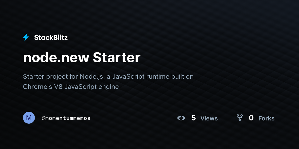 node.new Starter - StackBlitz