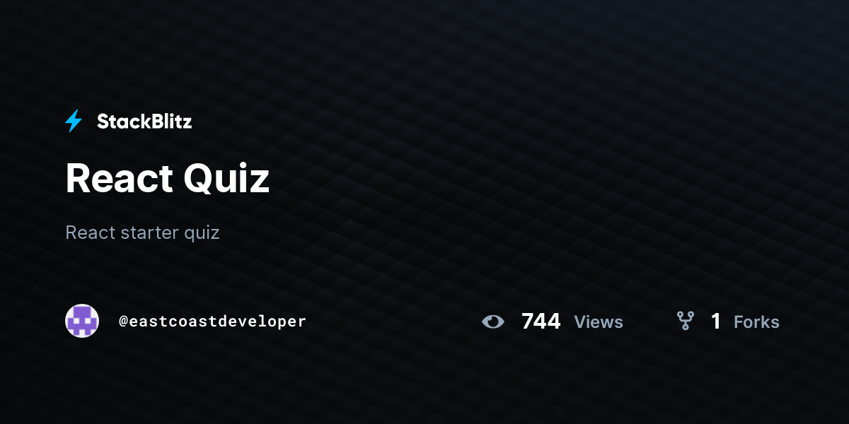 React Quiz - StackBlitz