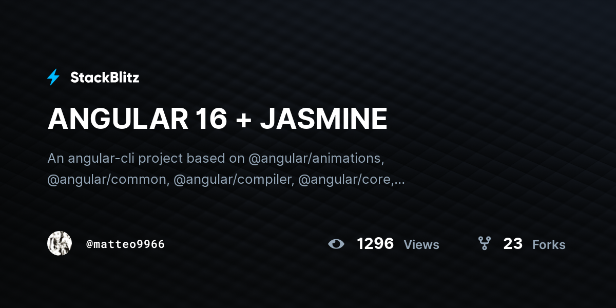 ANGULAR 16 + JASMINE - StackBlitz