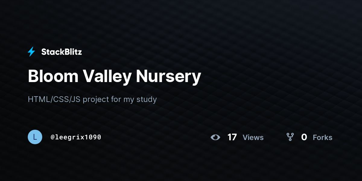 Bloom Valley Nursery - StackBlitz