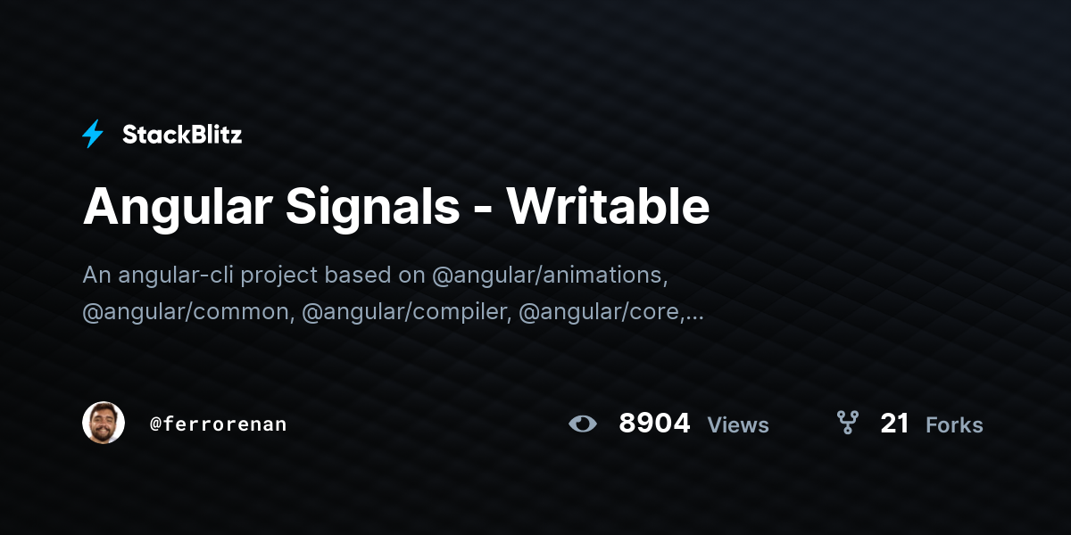 Angular Signals - Writable - StackBlitz