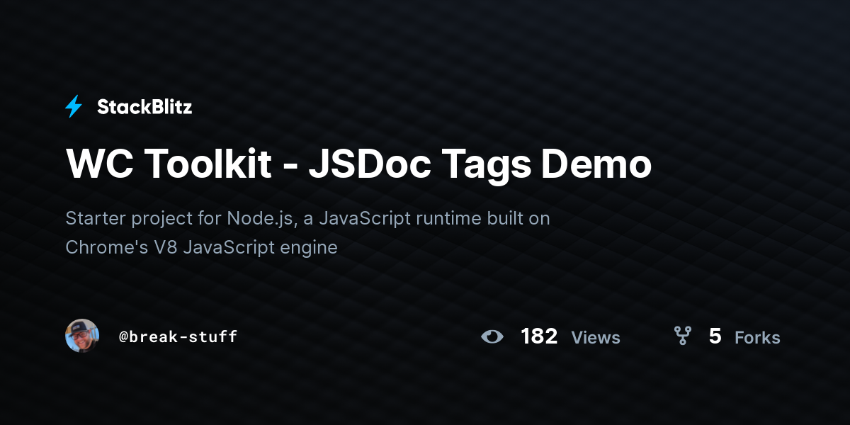 WC Toolkit - JSDoc Tags Demo - StackBlitz