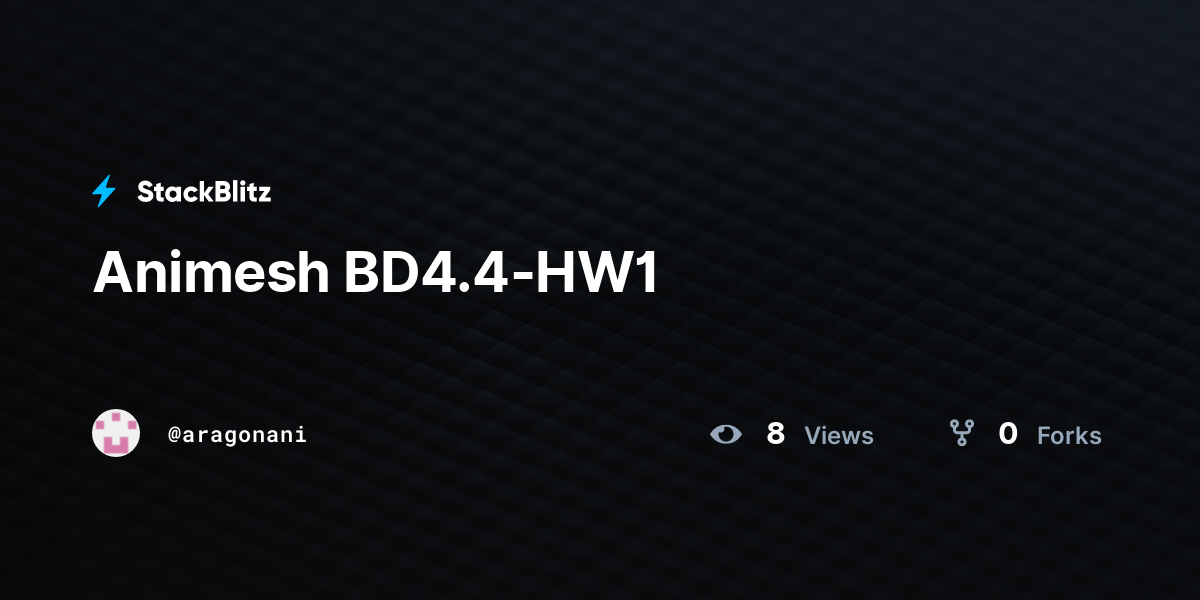 Animesh BD4.4-HW1 - StackBlitz