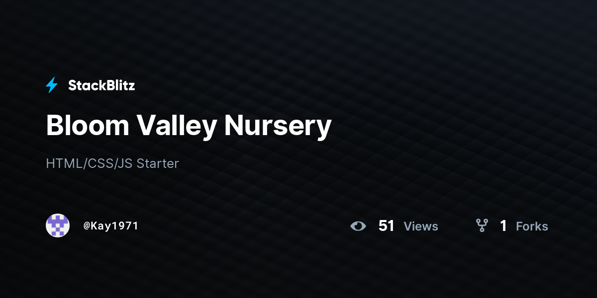 Bloom Valley Nursery - StackBlitz