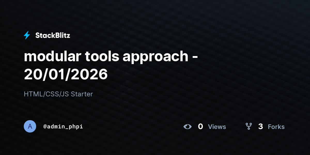 modular tools approach - 20/01/2026 - StackBlitz