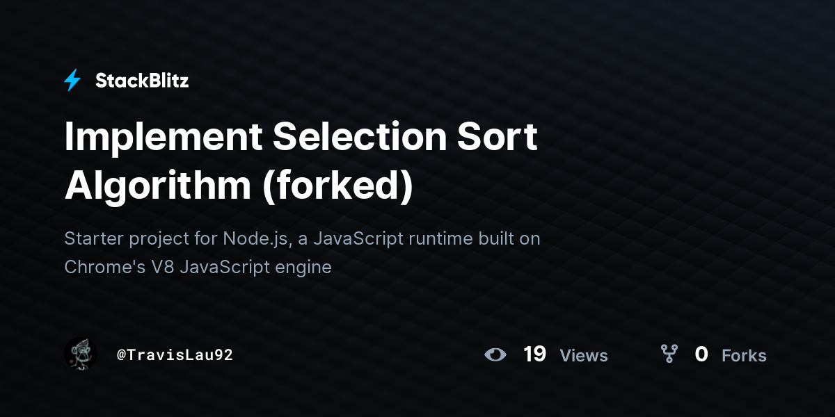 Implement Selection Sort Algorithm (forked) - StackBlitz