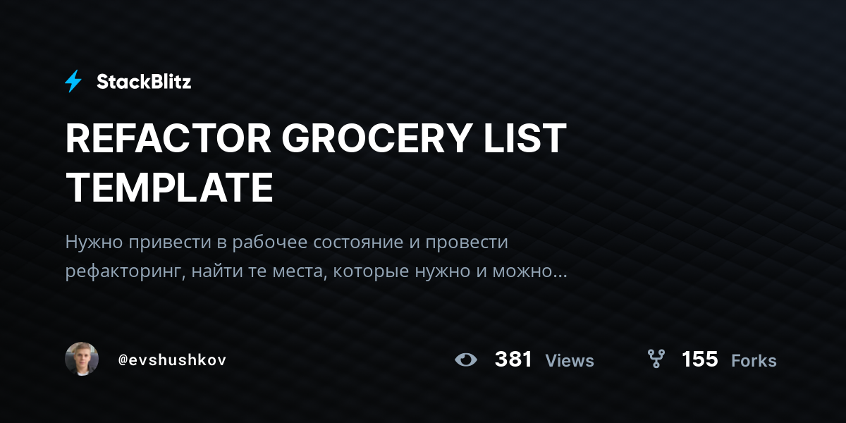 REFACTOR GROCERY LIST TEMPLATE - StackBlitz