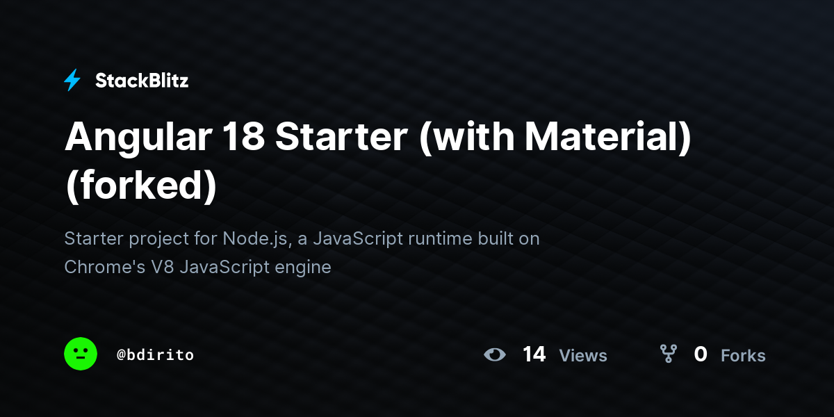 Angular 18 Starter (with Material) (forked) - StackBlitz