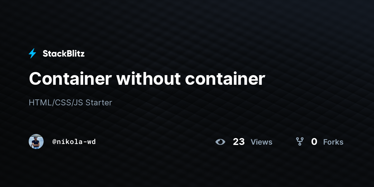 Container without container stackblitz
