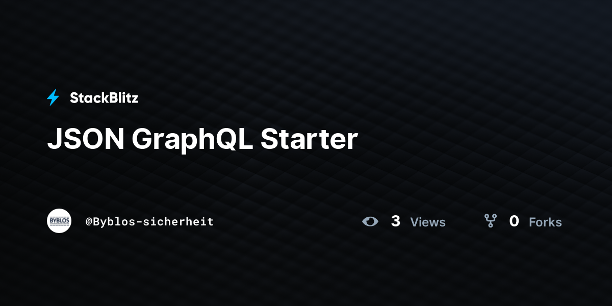 JSON GraphQL Starter - StackBlitz