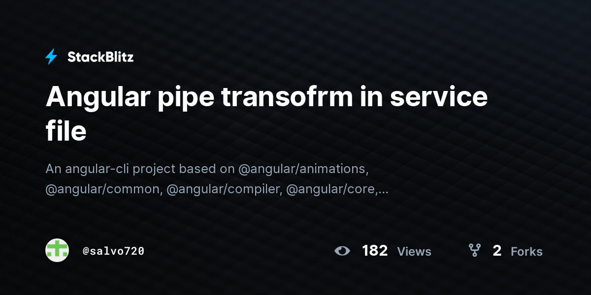 Angular pipe transofrm in service file - StackBlitz