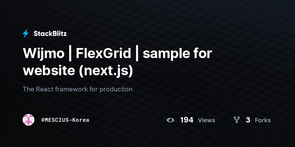 Wijmo | FlexGrid | sample for website (next.js) - StackBlitz