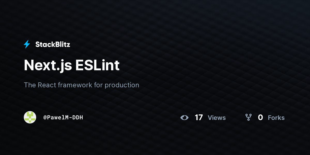 Next.js ESLint - StackBlitz