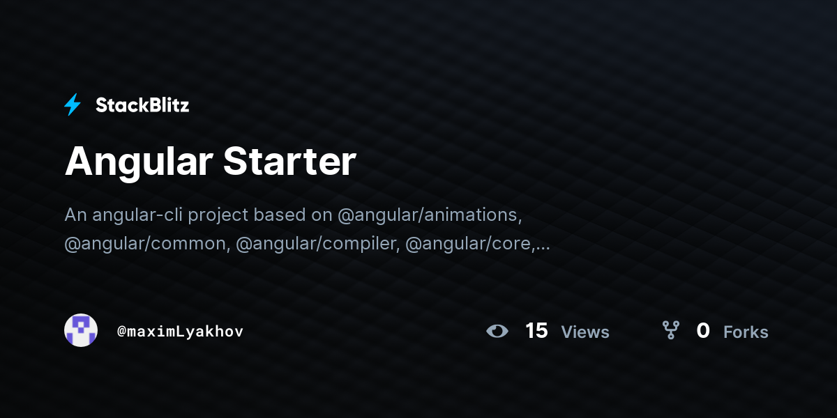 Angular Starter - StackBlitz