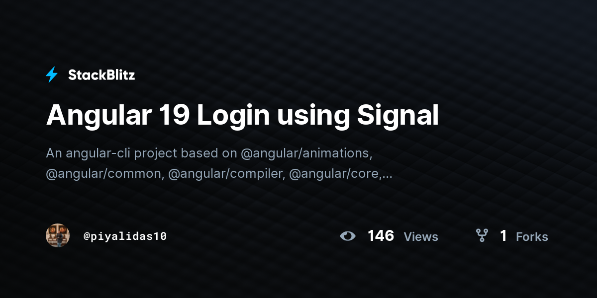 Angular 19 Login using Signal - StackBlitz