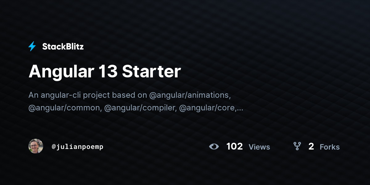Angular 13 Starter - StackBlitz