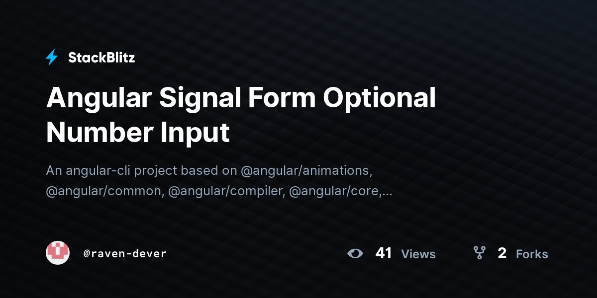 Angular Signal Form Optional Number Input - StackBlitz