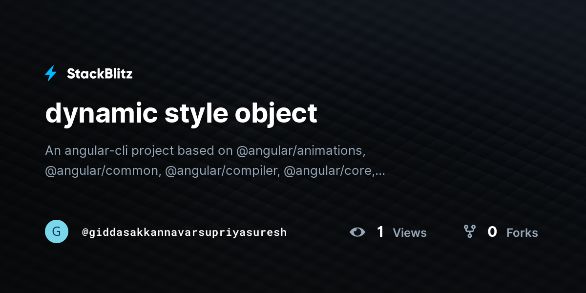 dynamic style object - StackBlitz