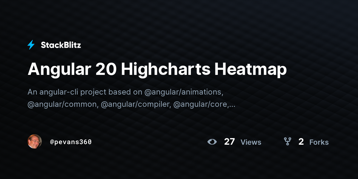 Angular 20 Highcharts Heatmap - StackBlitz