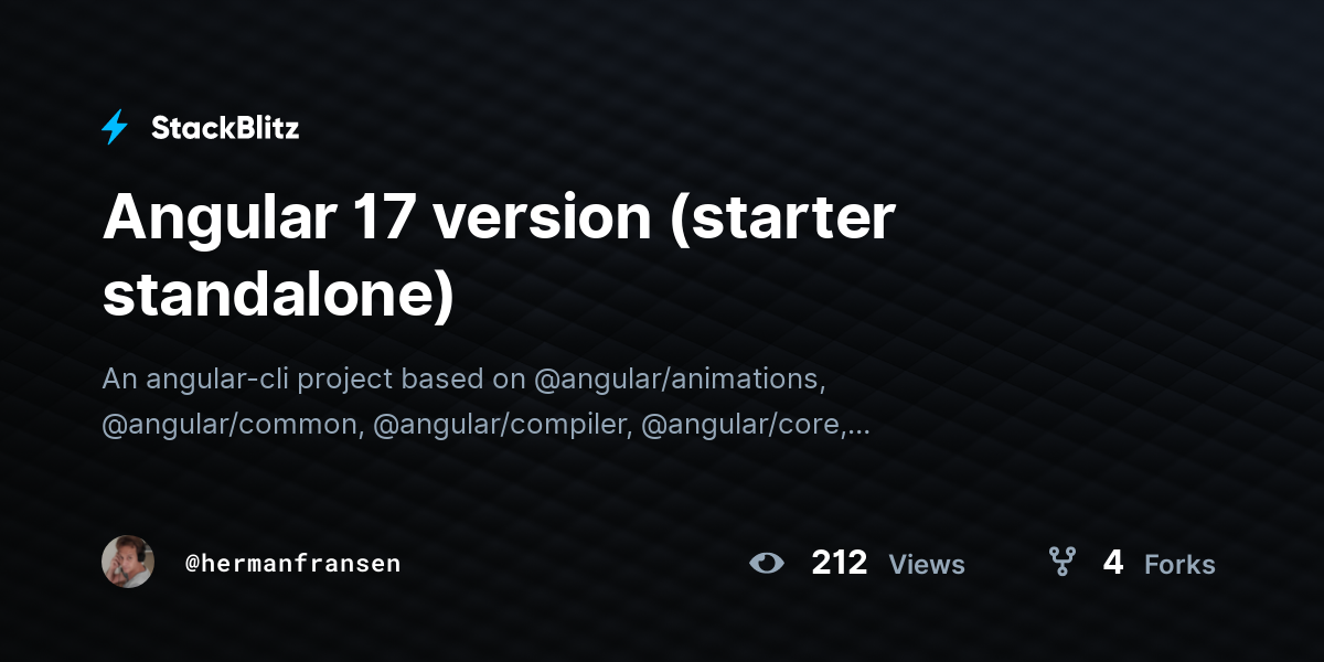 Angular 17 version (starter standalone) - StackBlitz