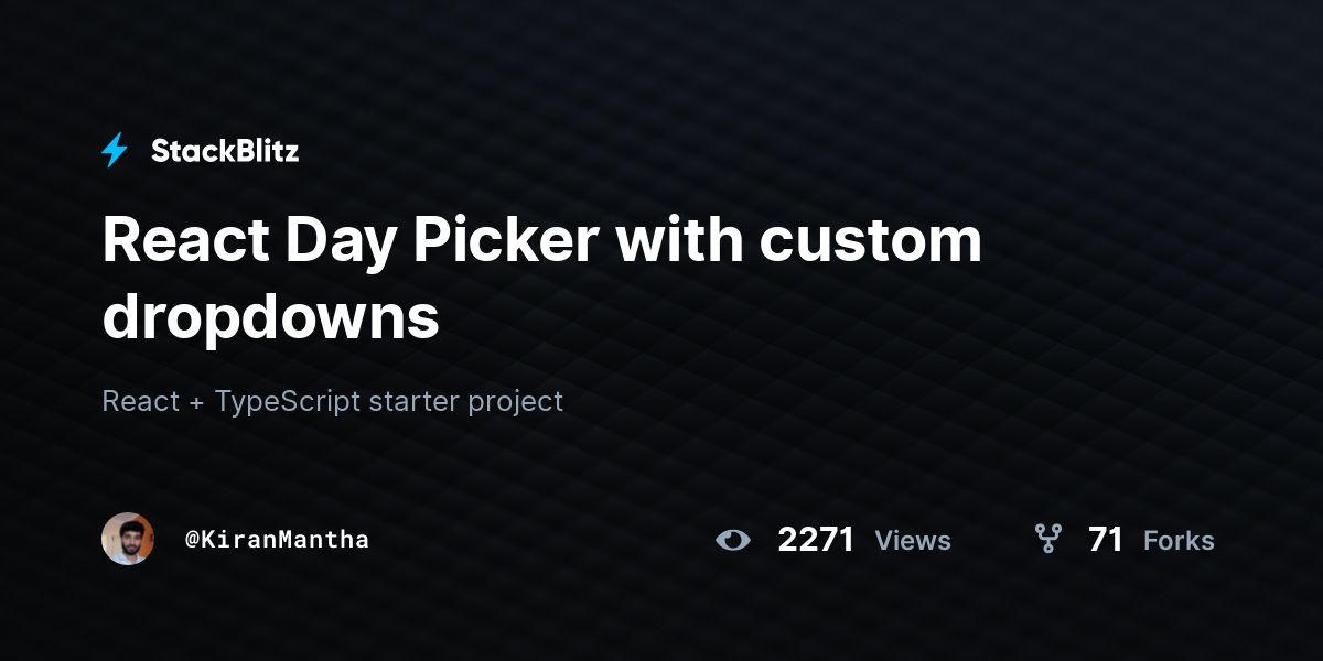 React Day Picker with custom dropdowns - StackBlitz