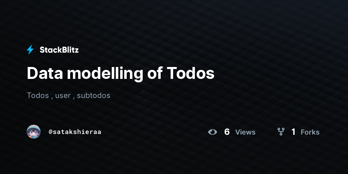 Data modelling of Todos - StackBlitz