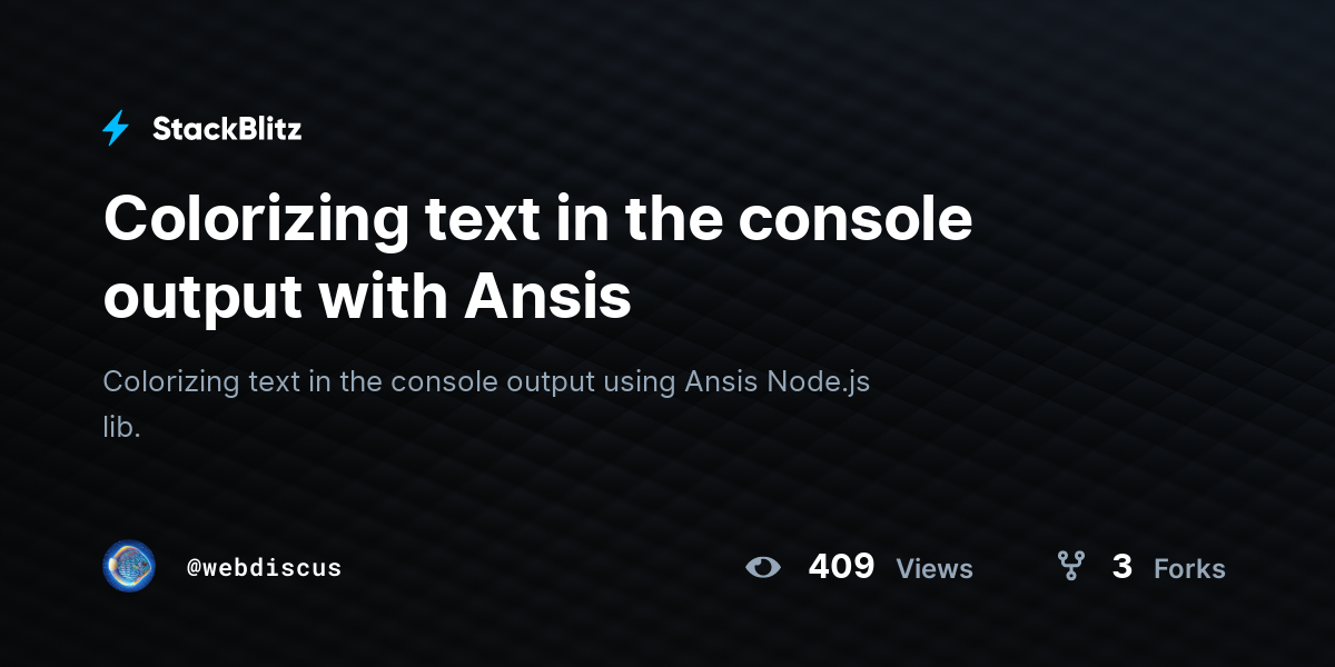 Colorizing text in the console output with Ansis - StackBlitz