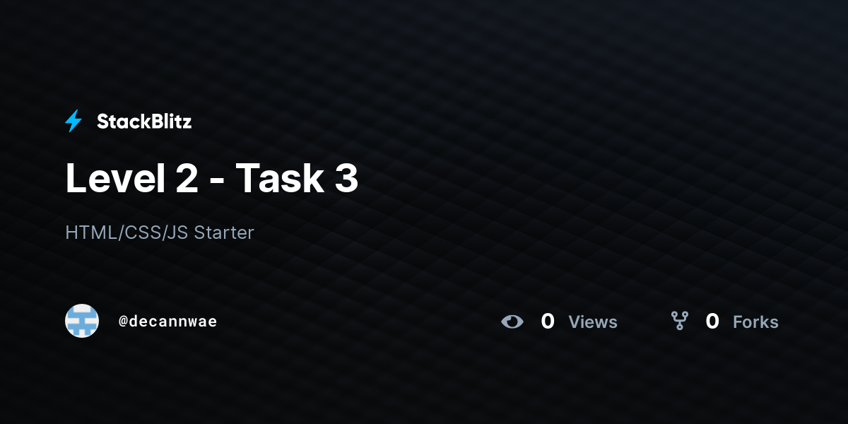 Level 2 - Task 3 - StackBlitz