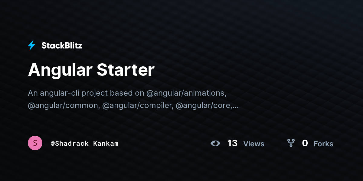 Angular Starter - StackBlitz