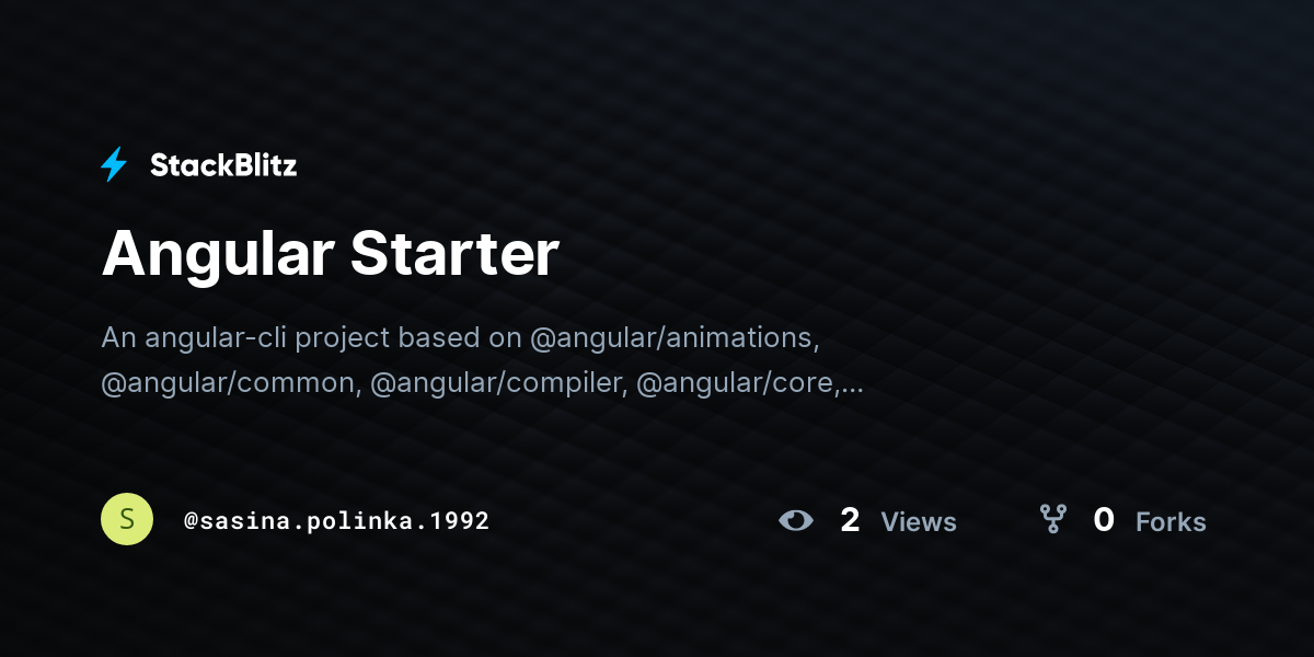 Angular Starter - StackBlitz