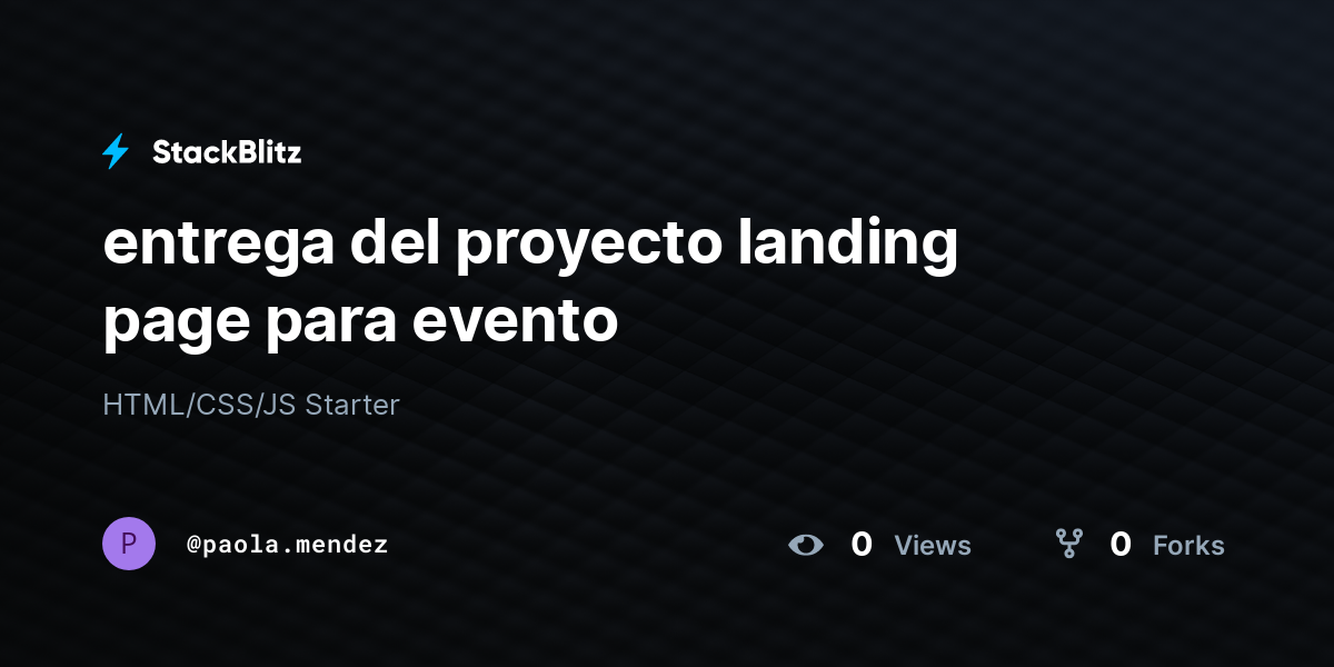 entrega del proyecto landing page para evento - StackBlitz