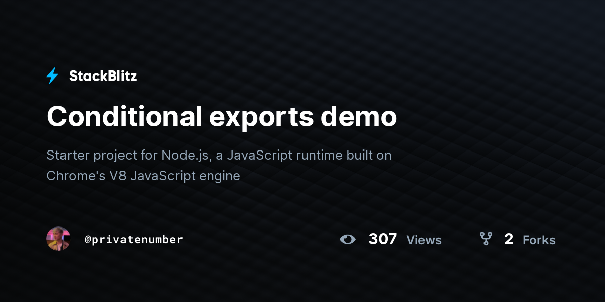 Conditional exports demo - StackBlitz