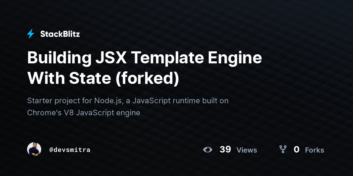 Building jsx template engine with state forked stackblitz