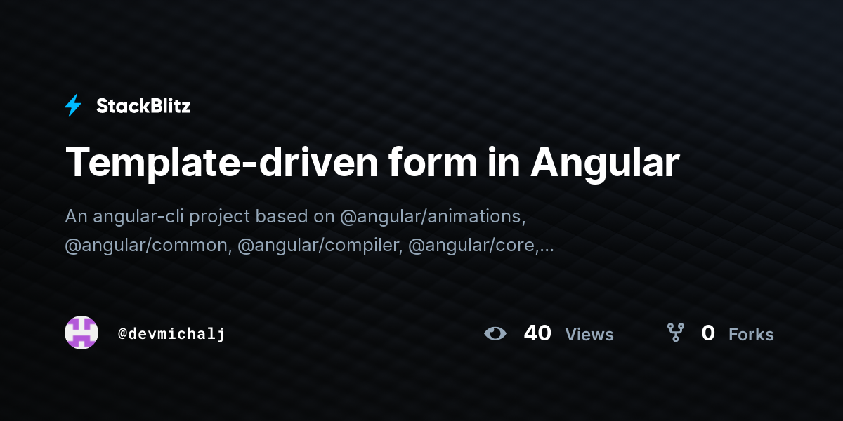 Template-driven form in Angular - StackBlitz